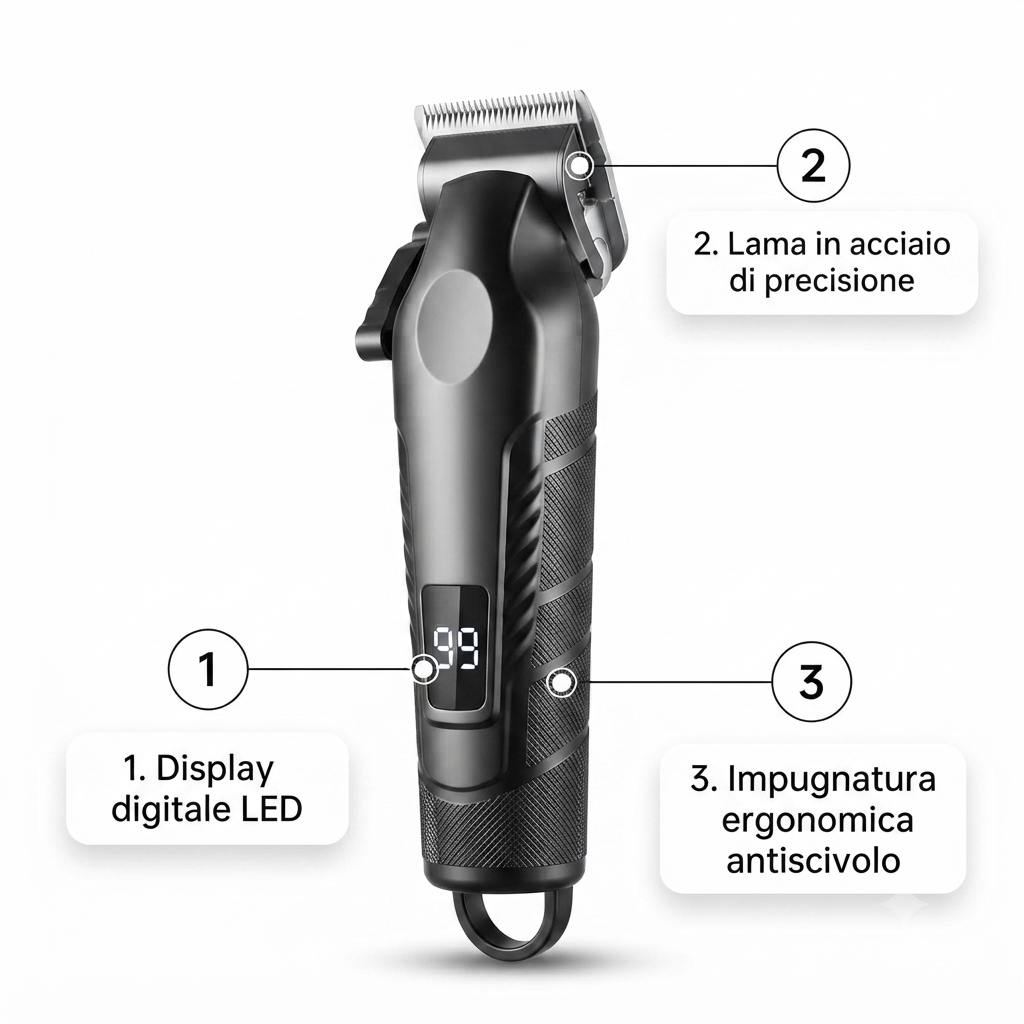 Kit Tondeuse Cheveux Professionnelle 4 en 1 - Tondeuse Barbe et Cheveux Sans Fil + Tondeuse de Finition T9 + Rasoir Électrique + Tondeuse Nez, Rechargeable USB