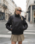 Blouson femme en similicuir avec col officier – Mode et style