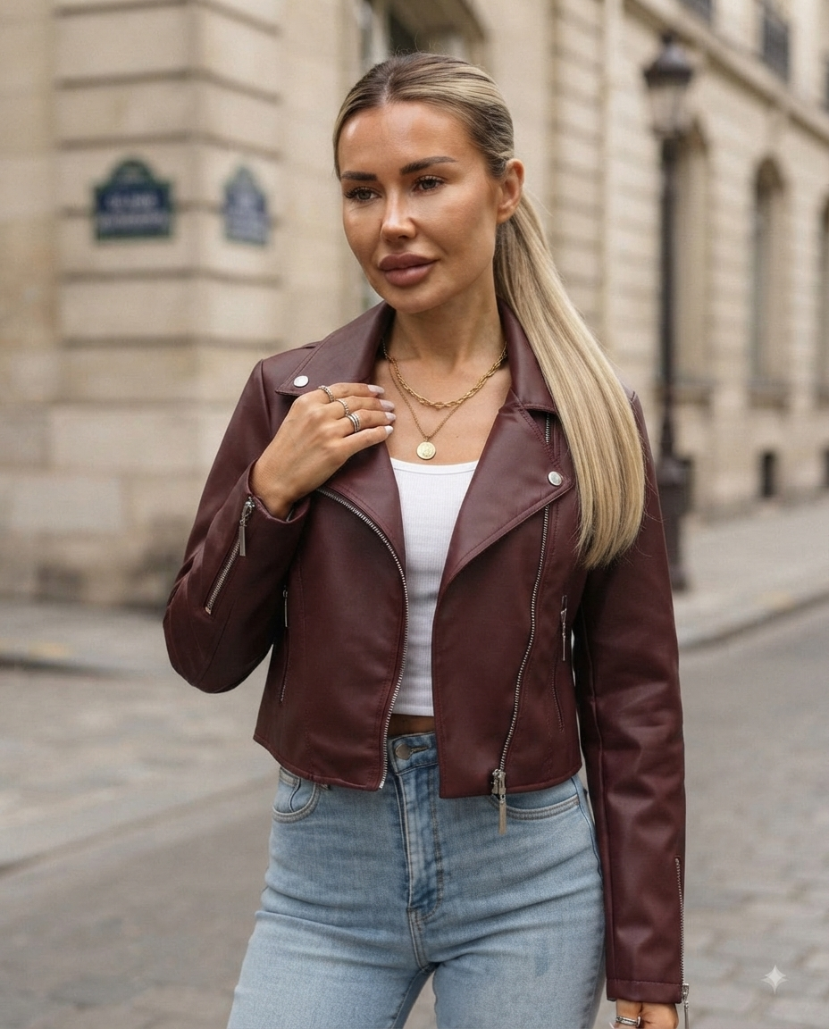 Hochwertige schwarze Lederjacke – Luxus und Stil