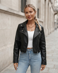 Hochwertige schwarze Lederjacke – Luxus und Stil