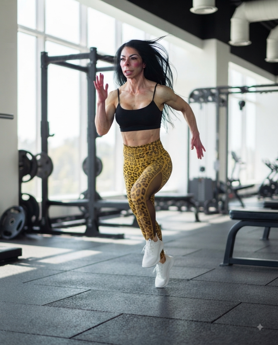 Leggings  da palestra  con stampa leopardata, senza cuciture a vita alta, per donna