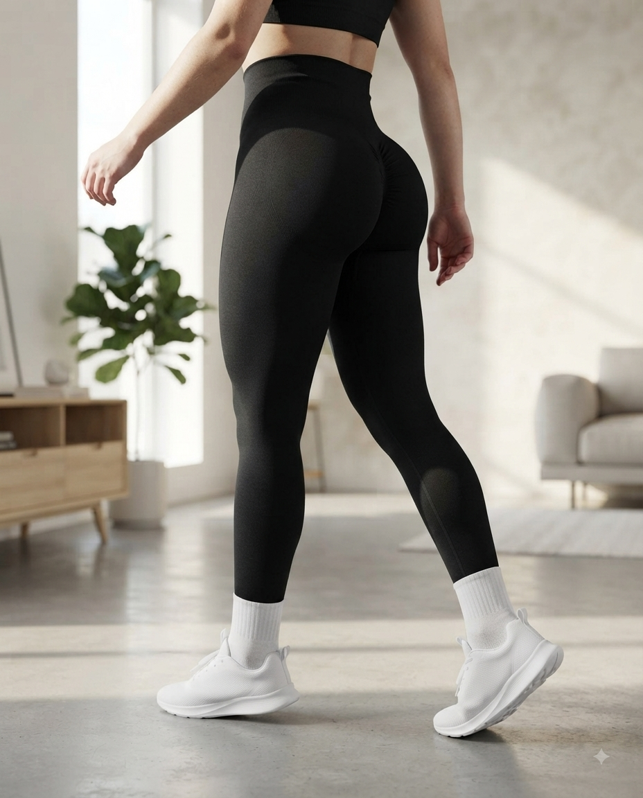 Leggings de sport pour femme, sans coutures, taille haute, effet push-up fessier