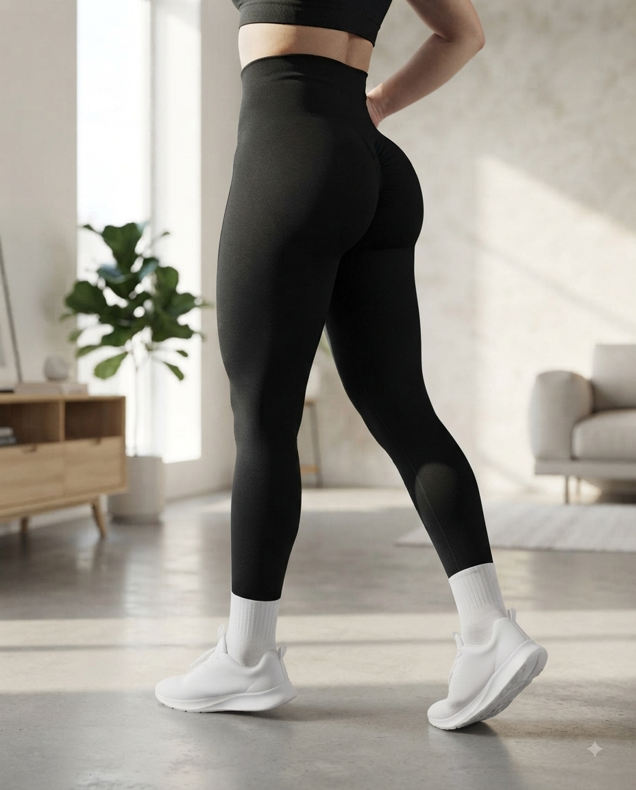 Leggings palestra da donna, senza cuciture, a vita alta, effetto glutei a pesca