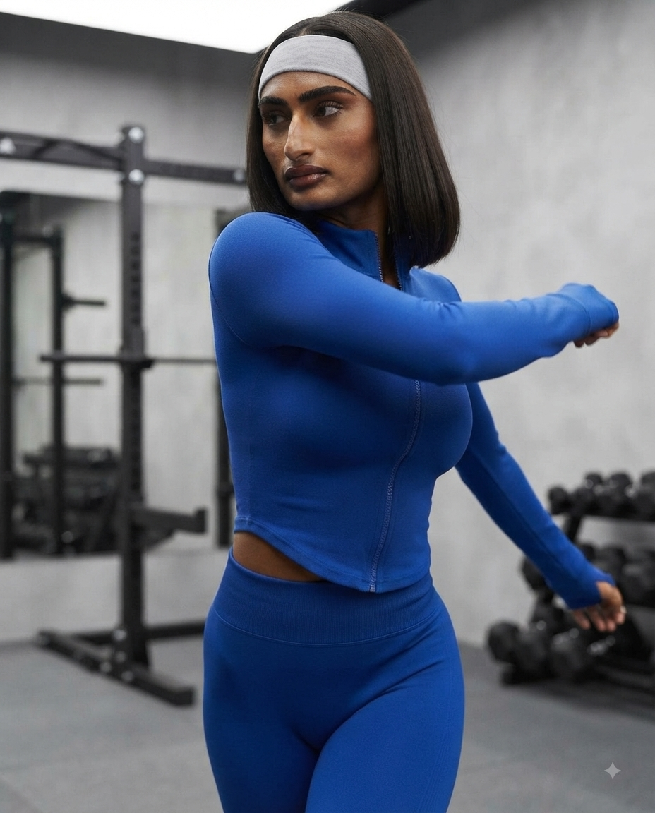 Sportliche Jacke mit Reißverschluss | Shaping Fitnessjacke für Damen
