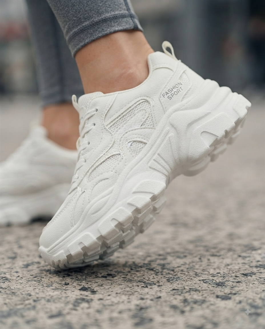 Damen-Sneaker, weiß, bequem, sportlich, für Fitnessstudio, Laufen, Fitness, hohe, rutschfeste Sohle