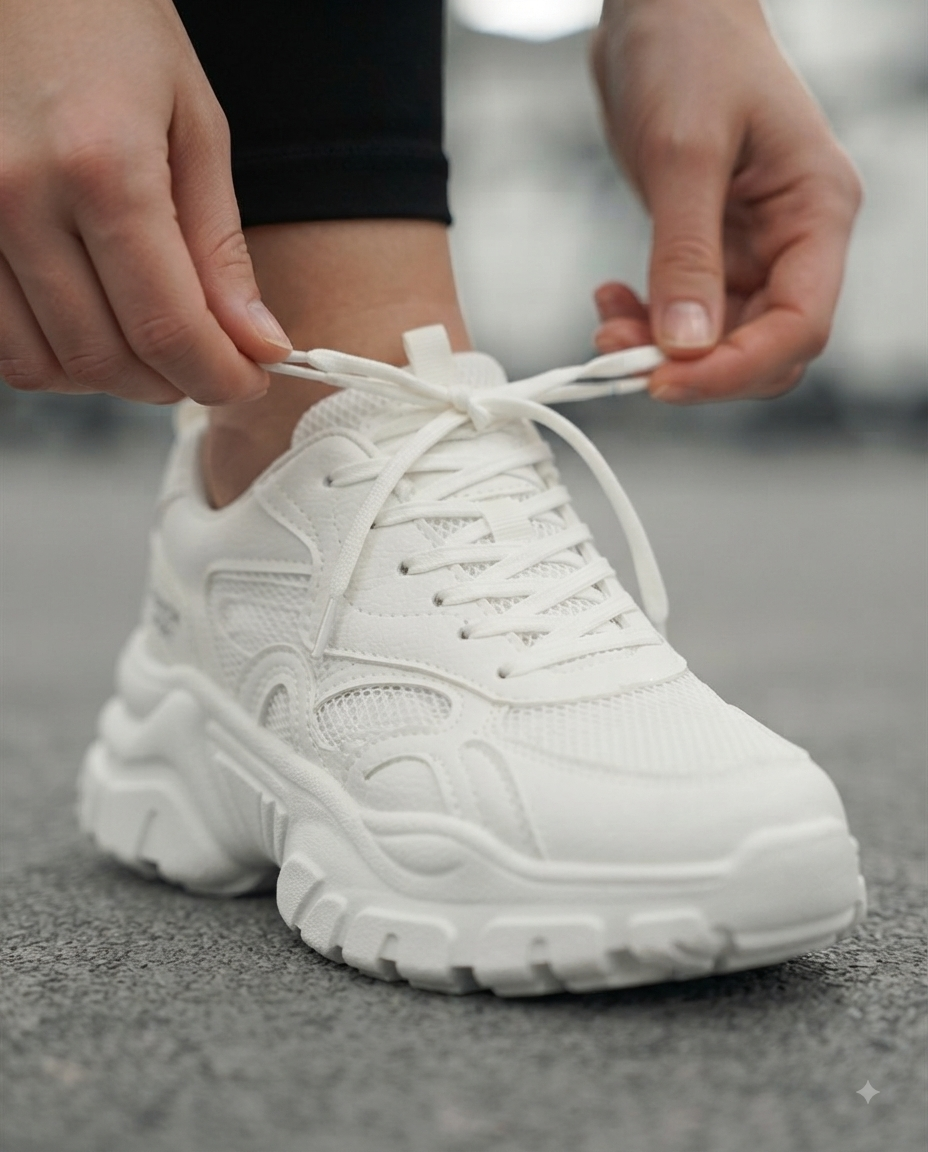 Damen-Sneaker, weiß, bequem, sportlich, für Fitnessstudio, Laufen, Fitness, hohe, rutschfeste Sohle