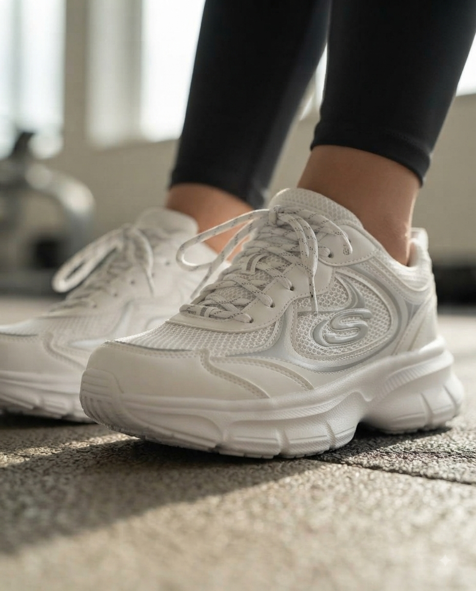Baskets Femme Maille Blanc Gris Chaussures de Sport Gym Running Confortables Semelle Haute Respirantes
