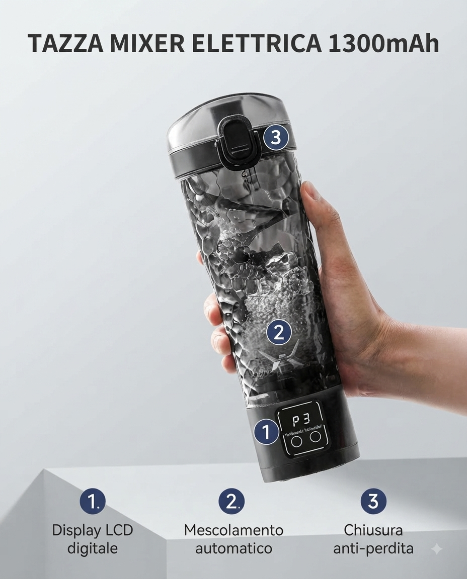 Elektrischer wiederaufladbarer Shaker – Automatischer tragbarer Mixer für Proteine und Getränke