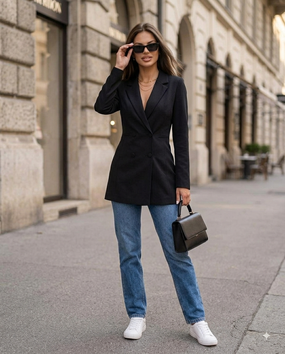 Zweireihiger Blazer mit Reverskragen