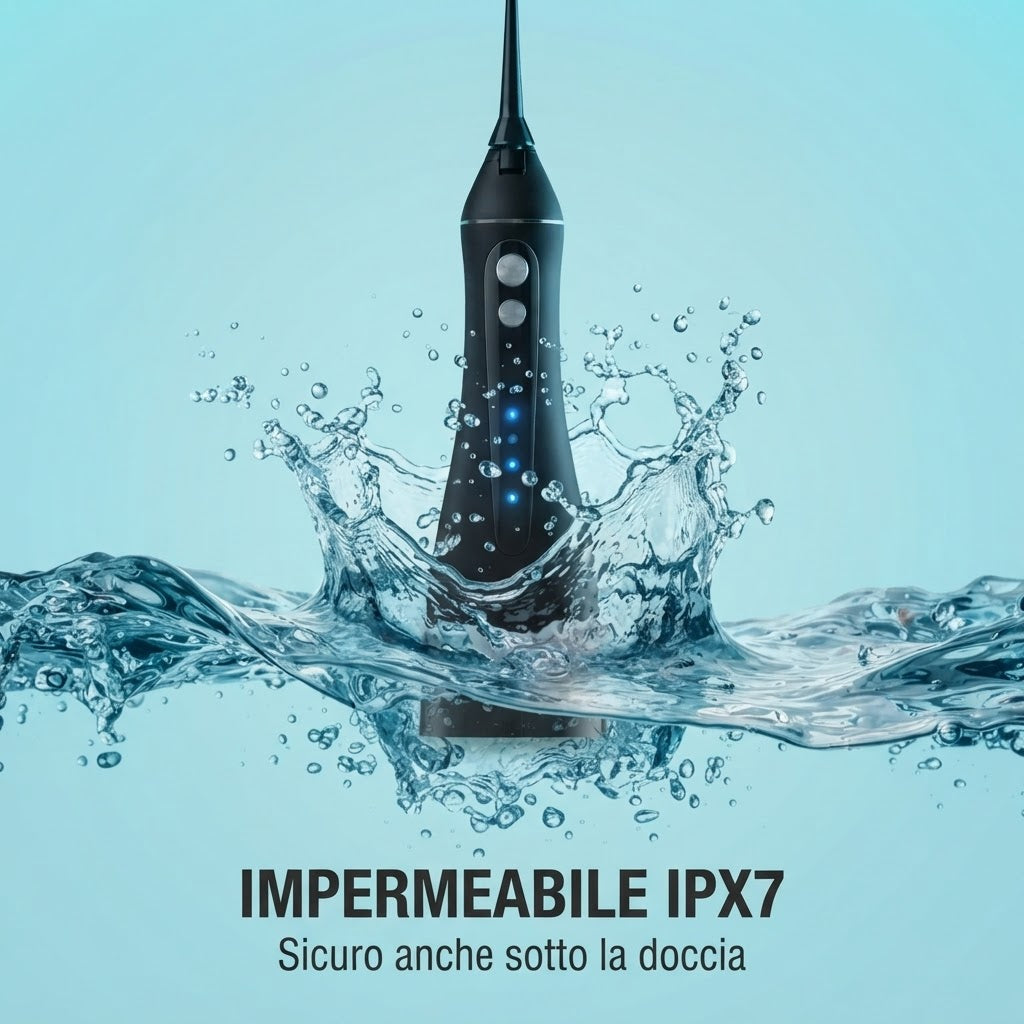 Idropulsore Dentale Portatile Ricaricabile – 4 Modalità, 11 Intensità, IPX7 Waterproof