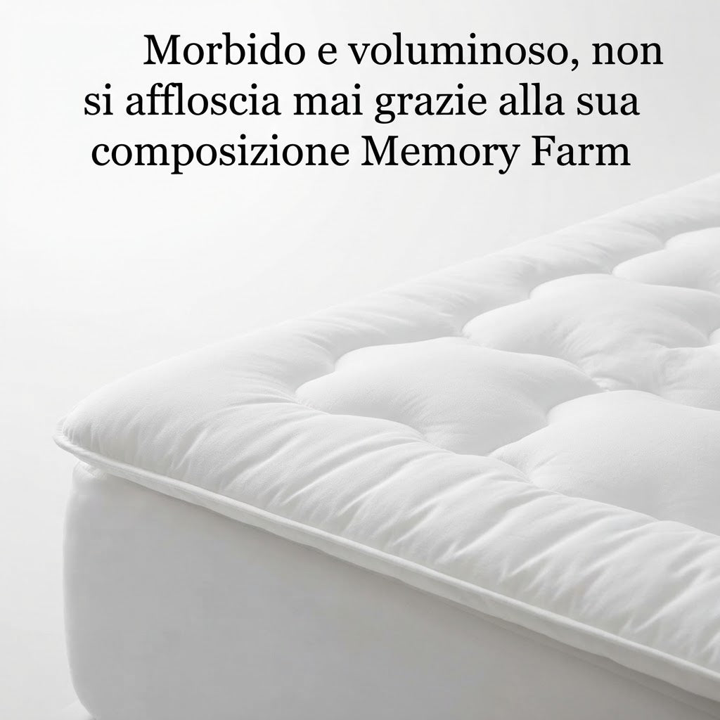 Topper Materasso Memory Farm Effetto Nuvola – Doppia Imbottitura Soffice, Fascia Elastica Antiscivolo, Singolo e Matrimoniale