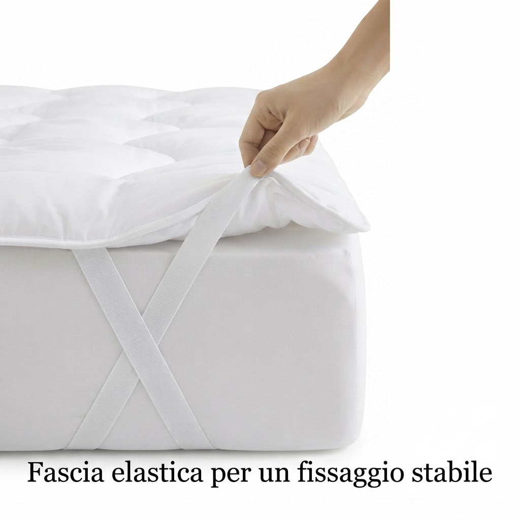 Topper Materasso Memory Farm Effetto Nuvola – Doppia Imbottitura Soffice, Fascia Elastica Antiscivolo, Singolo e Matrimoniale