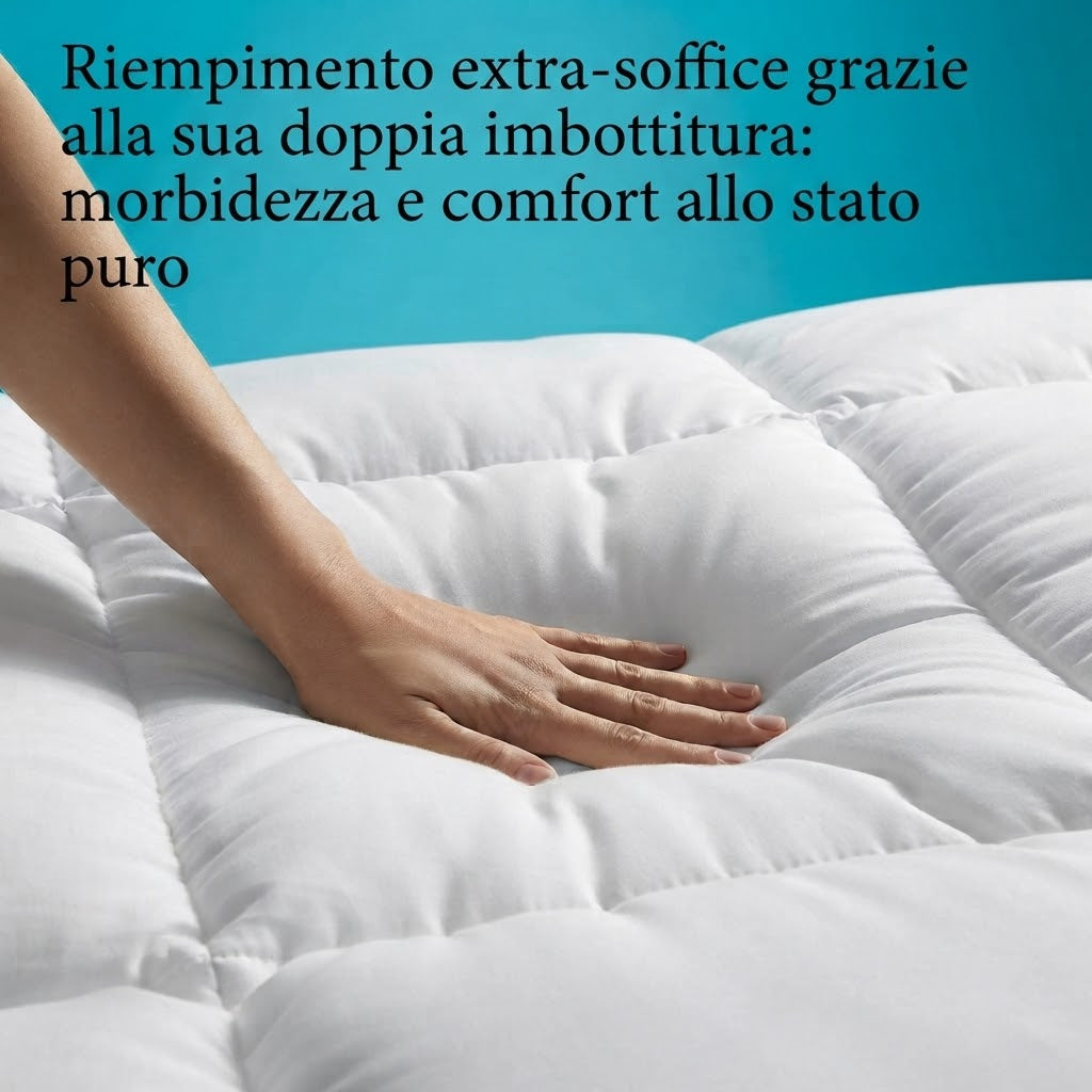 Topper Materasso Memory Farm Effetto Nuvola – Doppia Imbottitura Soffice, Fascia Elastica Antiscivolo, Singolo e Matrimoniale