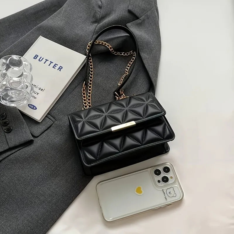 Borsa a Tracolla  con Catena alla Moda Elegante e Trapuntata