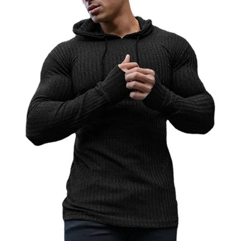 Fitness-Pullover für Herren aus dünnem Strick, Slim Fit