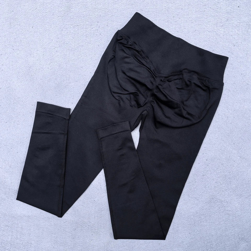 Nouveau legging de yoga sans coutures pour femmes – Legging de sport push-up (effet froncé fessier), pantalon de yoga pour entraînement, avec ceinture côtelée taille basse et legging de sport moulant.
