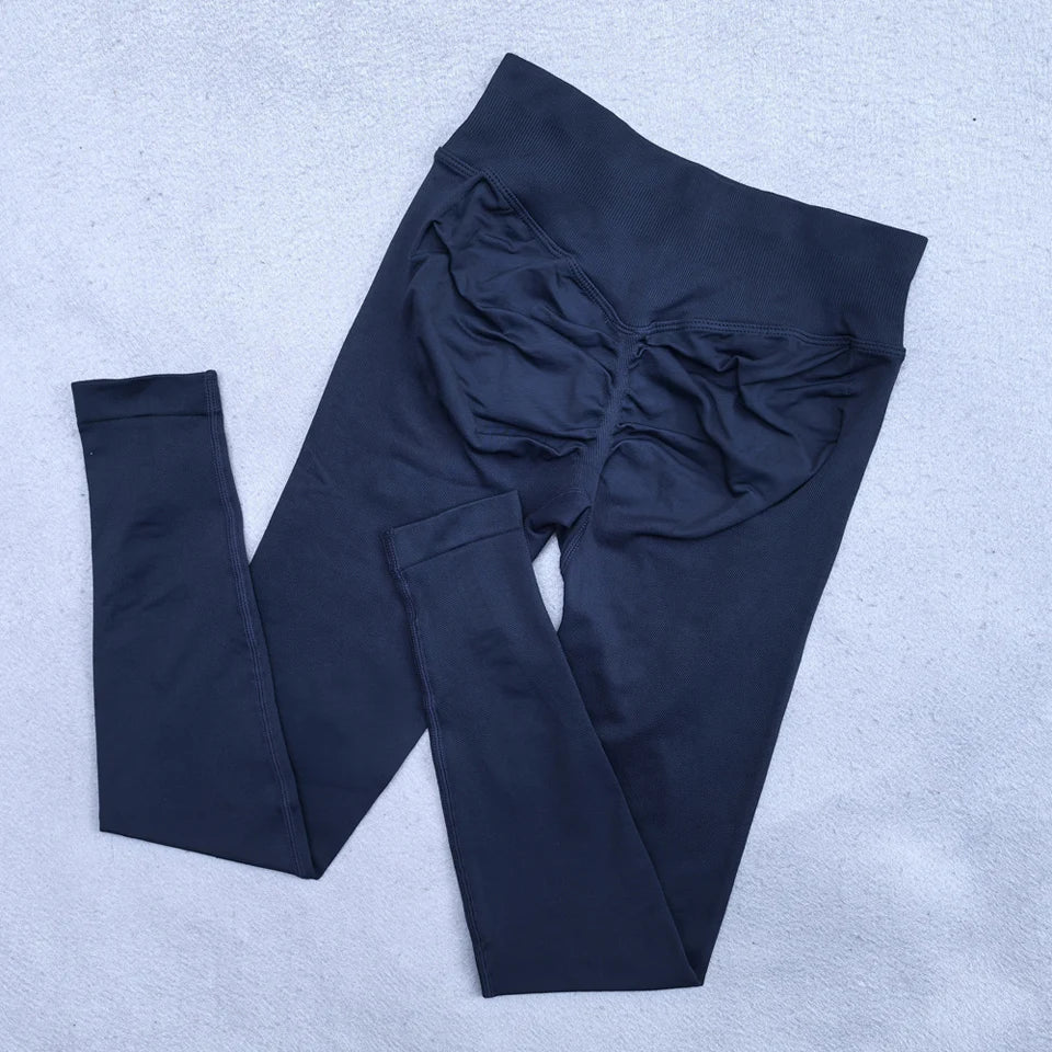 Nouveau legging de yoga sans coutures pour femmes – Legging de sport push-up (effet froncé fessier), pantalon de yoga pour entraînement, avec ceinture côtelée taille basse et legging de sport moulant.