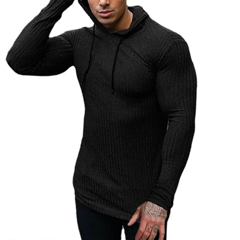 Fitness-Pullover für Herren aus dünnem Strick, Slim Fit