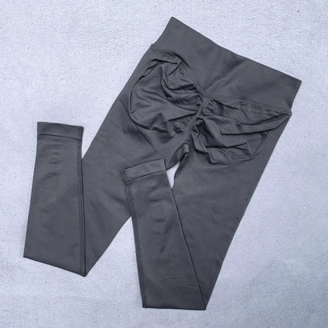 Nouveau legging de yoga sans coutures pour femmes – Legging de sport push-up (effet froncé fessier), pantalon de yoga pour entraînement, avec ceinture côtelée taille basse et legging de sport moulant.