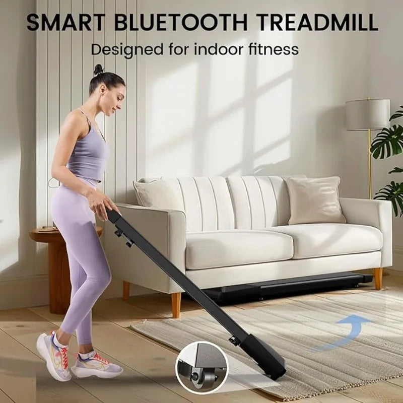 Tapis roulant 2-en-1 Superun pour la maison et le bureau, marcheur avec moteur de 2,5 CV, mini tapis roulant pour petits espaces avec application et télécommande.