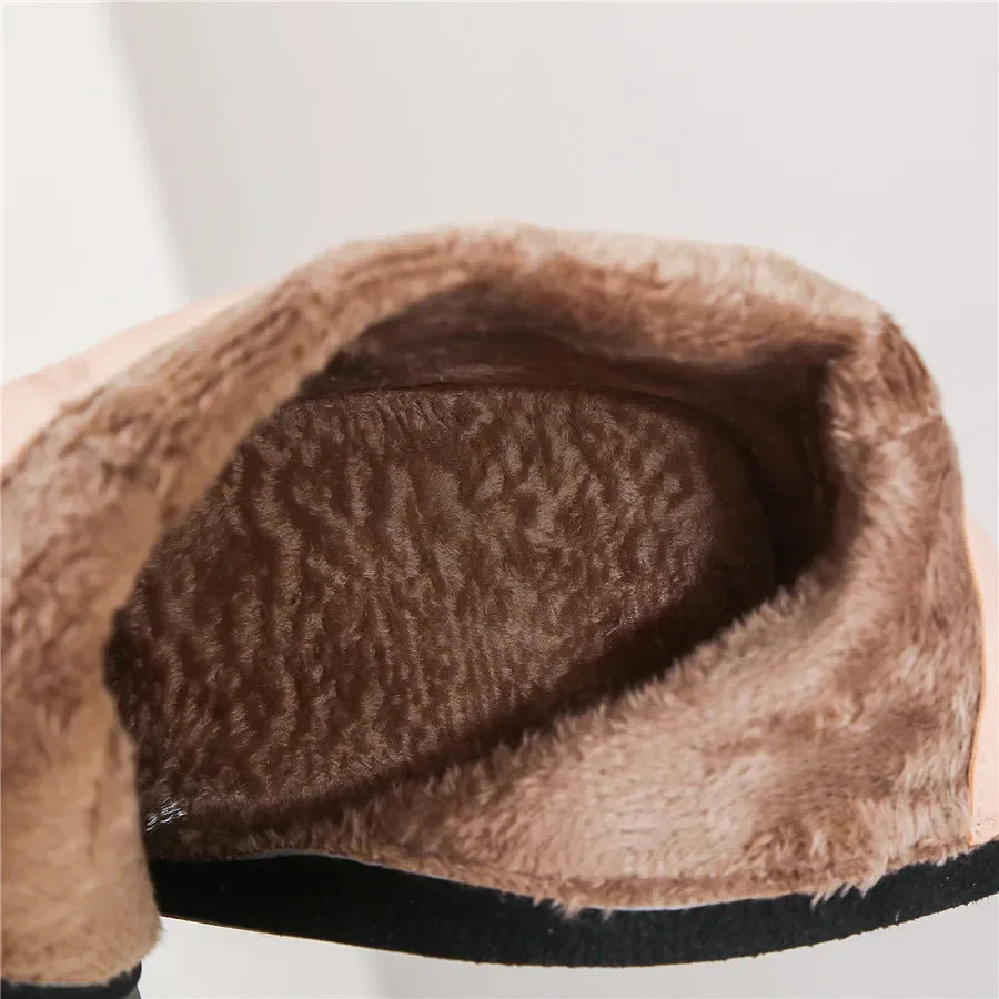 Bottines effet croco Talon carré haut, bout effilé