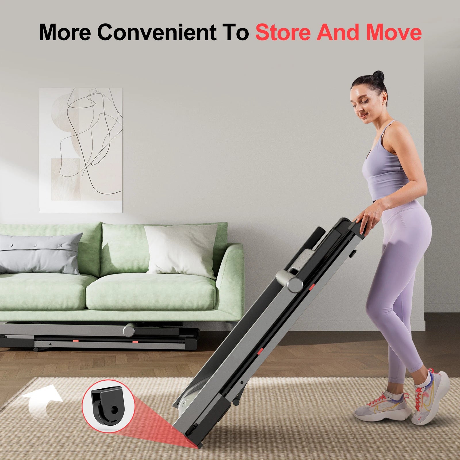Tapis roulant pliable pour la maison avec inclinaison, moteur de 3,5 CV, Walking Pad avec guidon et support, capacité de 158 kg (350 LBS), écran tactile et suivi des données via application intelligente.