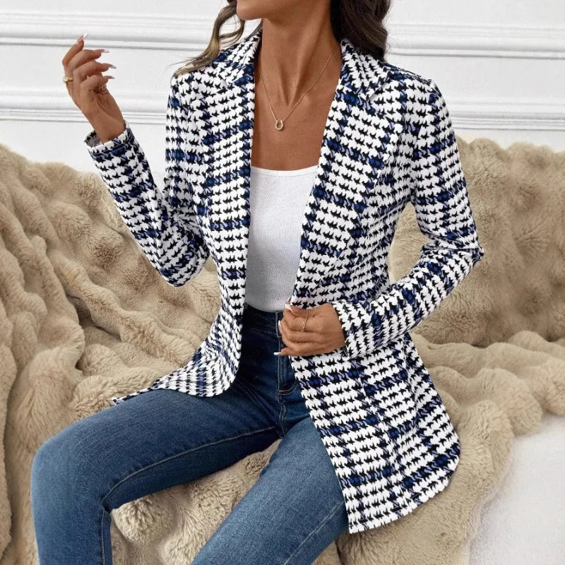 Blazer Elegante a Quadri Donna 2026 – Giacca Chic Primaverile