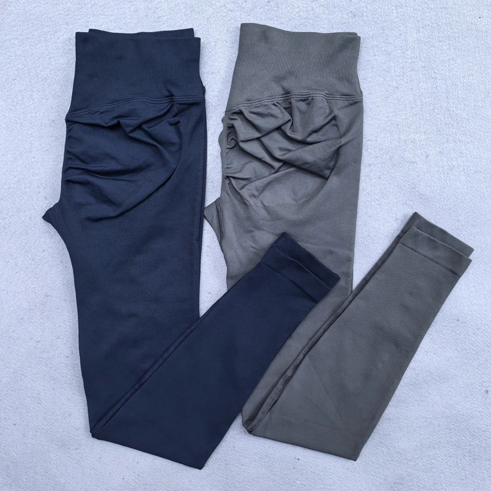 Nouveau legging de yoga sans coutures pour femmes – Legging de sport push-up (effet froncé fessier), pantalon de yoga pour entraînement, avec ceinture côtelée taille basse et legging de sport moulant.