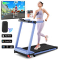 Tapis roulant pliable pour la maison avec inclinaison, moteur de 3,5 CV, Walking Pad avec guidon et support, capacité de 158 kg (350 LBS), écran tactile et suivi des données via application intelligente.