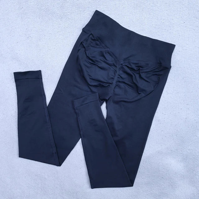 Nouveau legging de yoga sans coutures pour femmes – Legging de sport push-up (effet froncé fessier), pantalon de yoga pour entraînement, avec ceinture côtelée taille basse et legging de sport moulant.