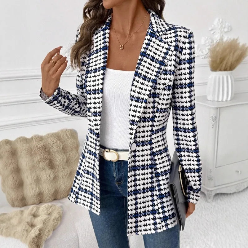 Eleganter Damen-Blazer mit Karomuster 2026 – Schicke Frühlingsjacke