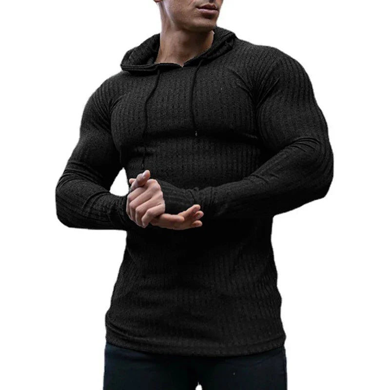 Fitness-Pullover für Herren aus dünnem Strick, Slim Fit