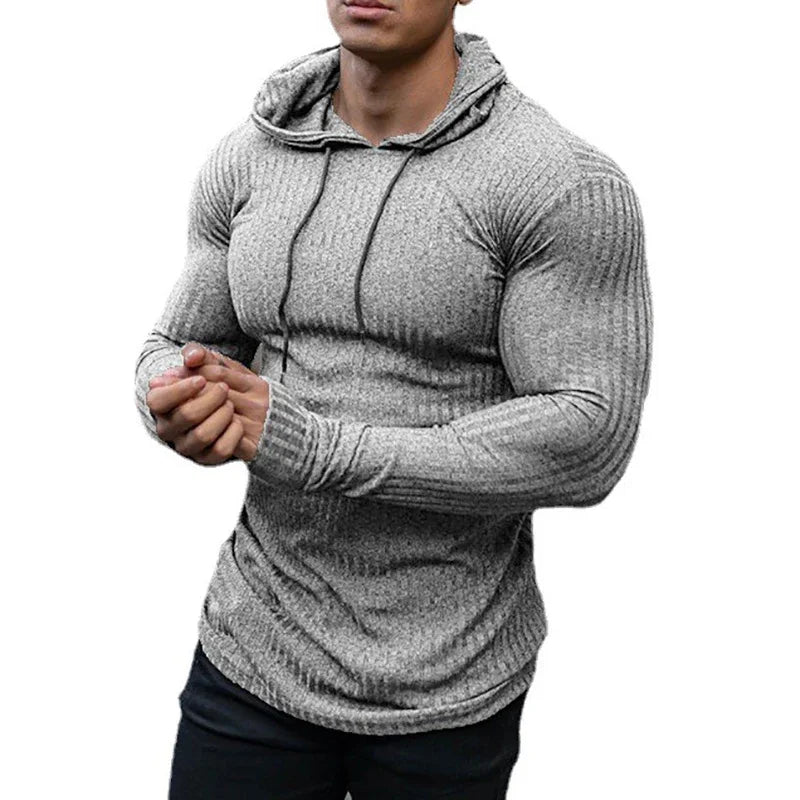 Fitness-Pullover für Herren aus dünnem Strick, Slim Fit