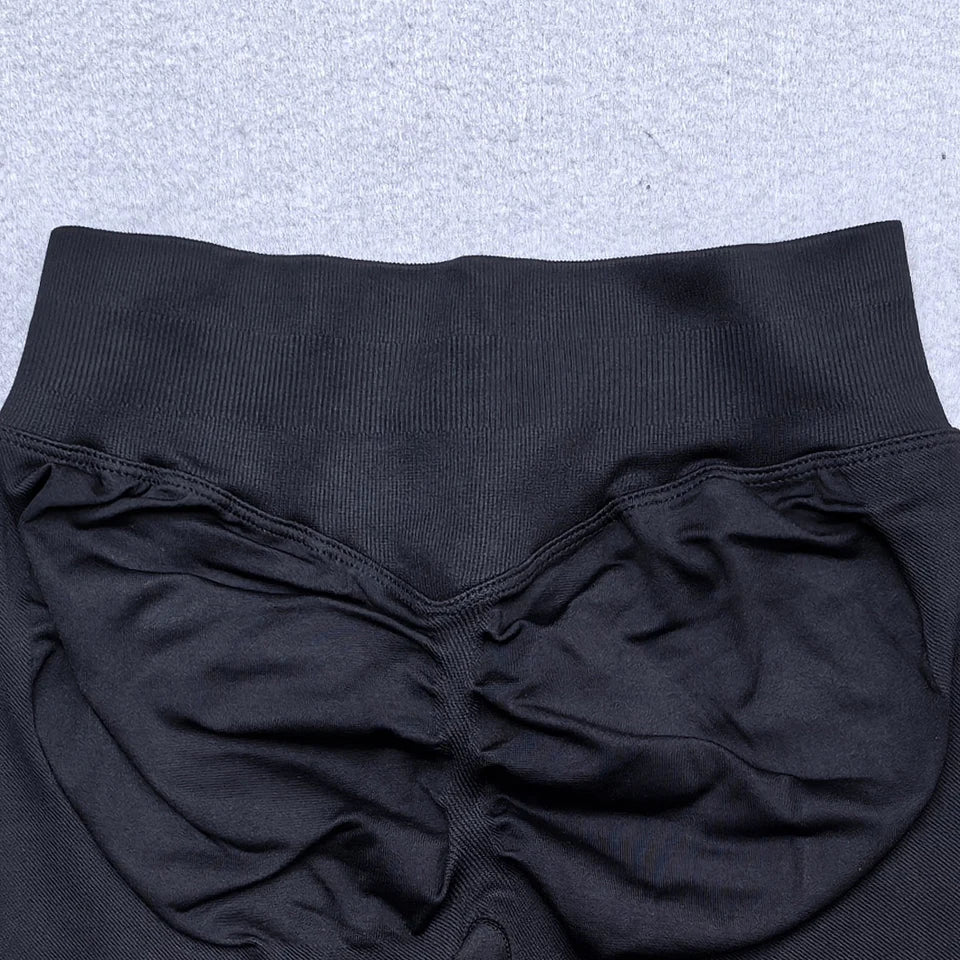 Nouveau legging de yoga sans coutures pour femmes – Legging de sport push-up (effet froncé fessier), pantalon de yoga pour entraînement, avec ceinture côtelée taille basse et legging de sport moulant.