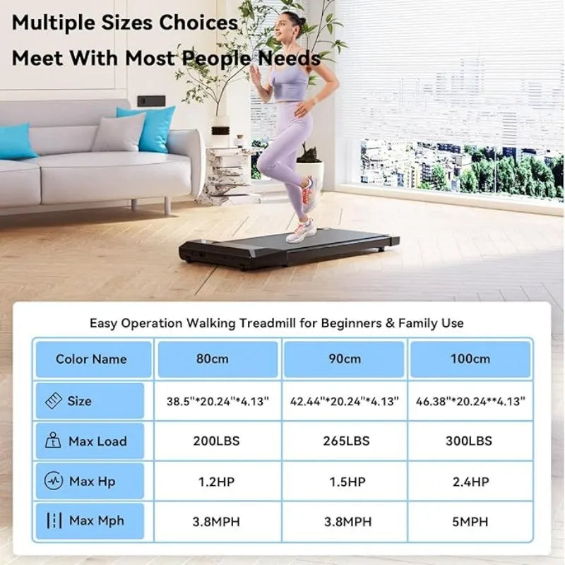Tapis roulant 2-en-1 Superun pour la maison et le bureau, tapis de marche (Walking Pad) avec moteur de 2,5 CV, mini tapis roulant pour petits espaces avec application et télécommande.