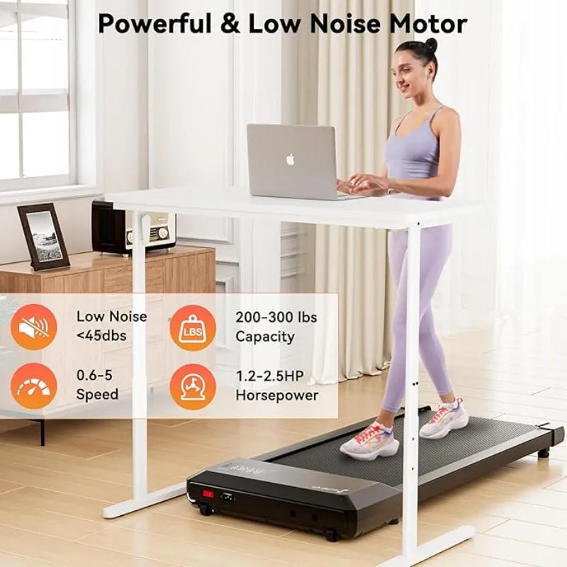 Tapis roulant 2-en-1 Superun pour la maison et le bureau, marcheur avec moteur de 2,5 CV, mini tapis roulant pour petits espaces avec application et télécommande.