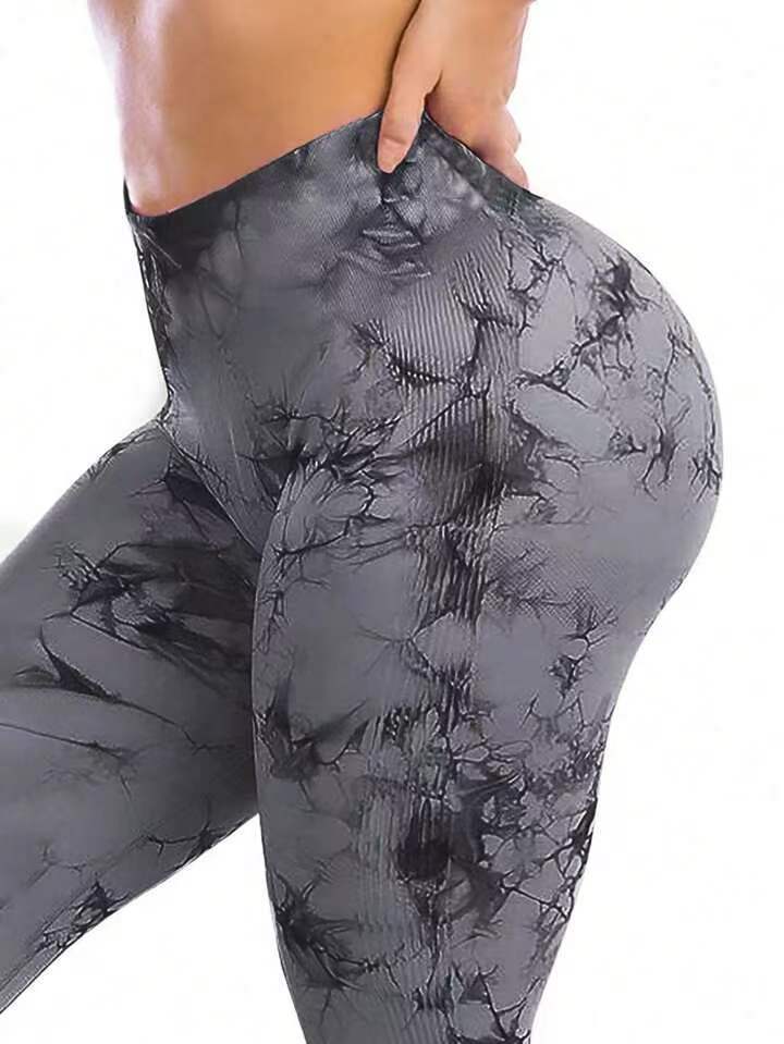 Pantaloni yoga tie-dye donna vita alta effetto pesca – Seamless