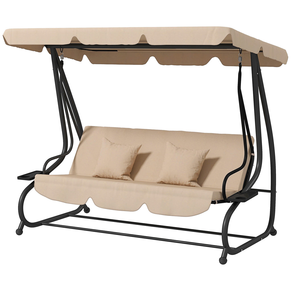 Balancelle de Jardin Autoportante, Toit Réglable, Assise Rembourrée et Coussins
