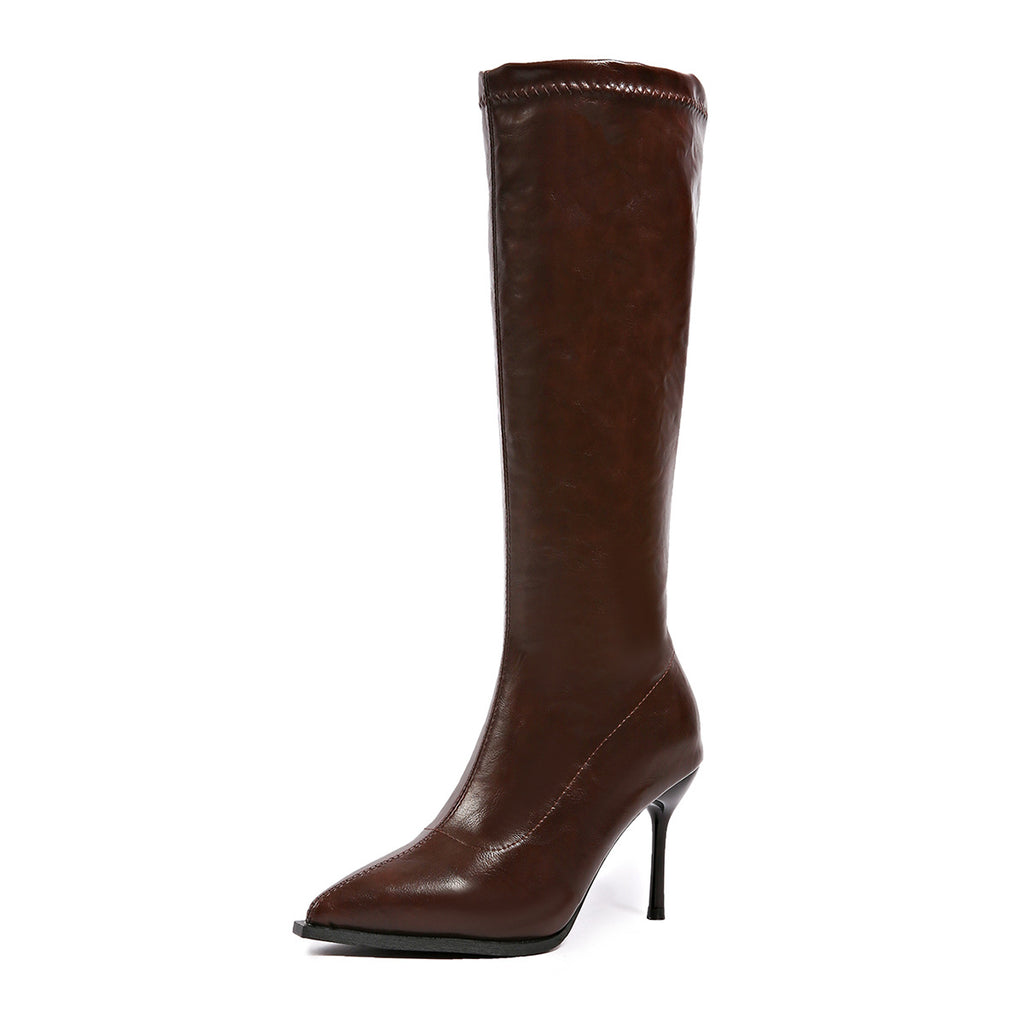 Bottes pour femme à bout effilé, talon aiguille et fermeture éclair latérale