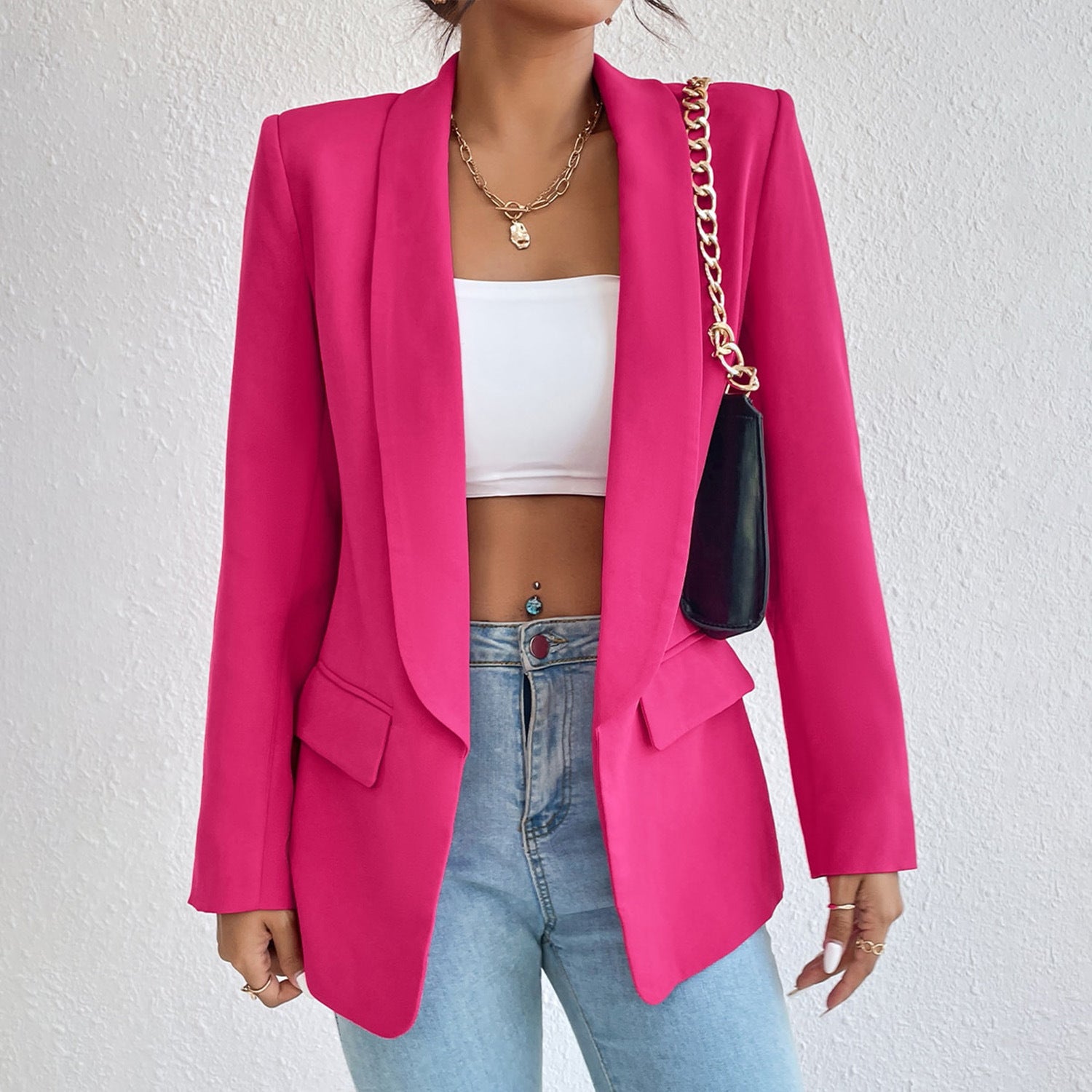 Elegante rosa Jacke (fallendes Revers)