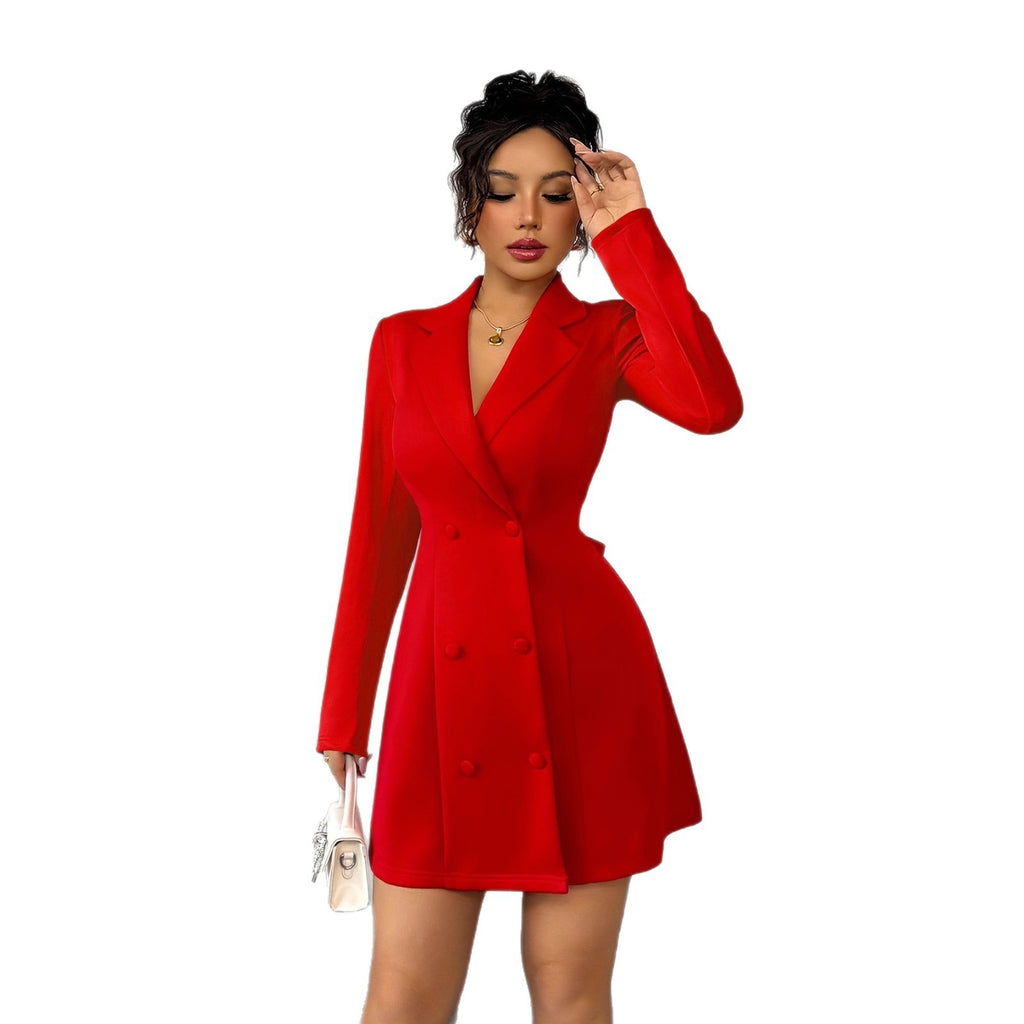 Mini-robe à manches courtes avec col en V, dos nu et nœud décoratif.