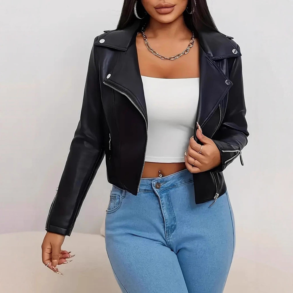 blouson en cuir noir haut de gamme