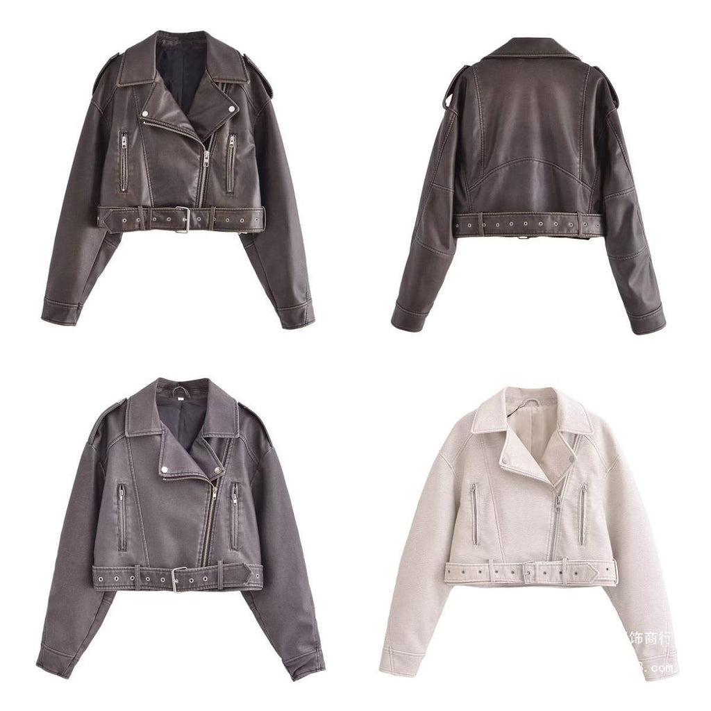 Blouson de motard en cuir pour femme