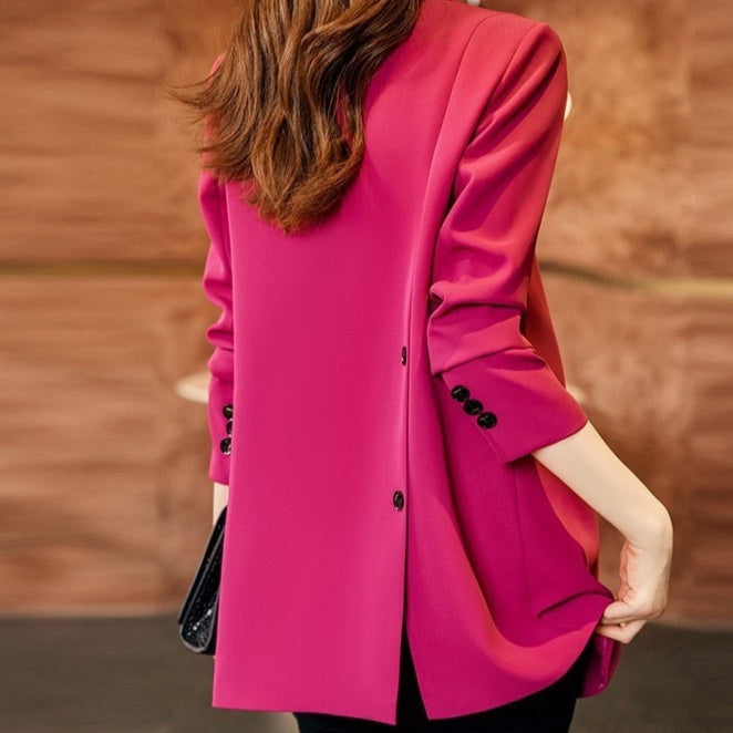 Veste de costume matelassée noire, vêtement d'affaires pour femme, modèle tendance (style influenceuse).