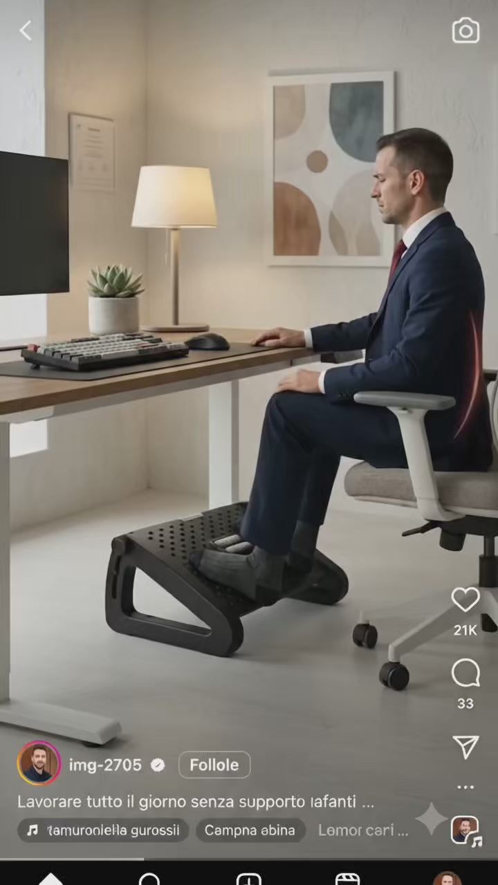 Poggiapiedi da Scrivania Ergonomico con Rulli Massaggianti e Inclinazione Regolabile